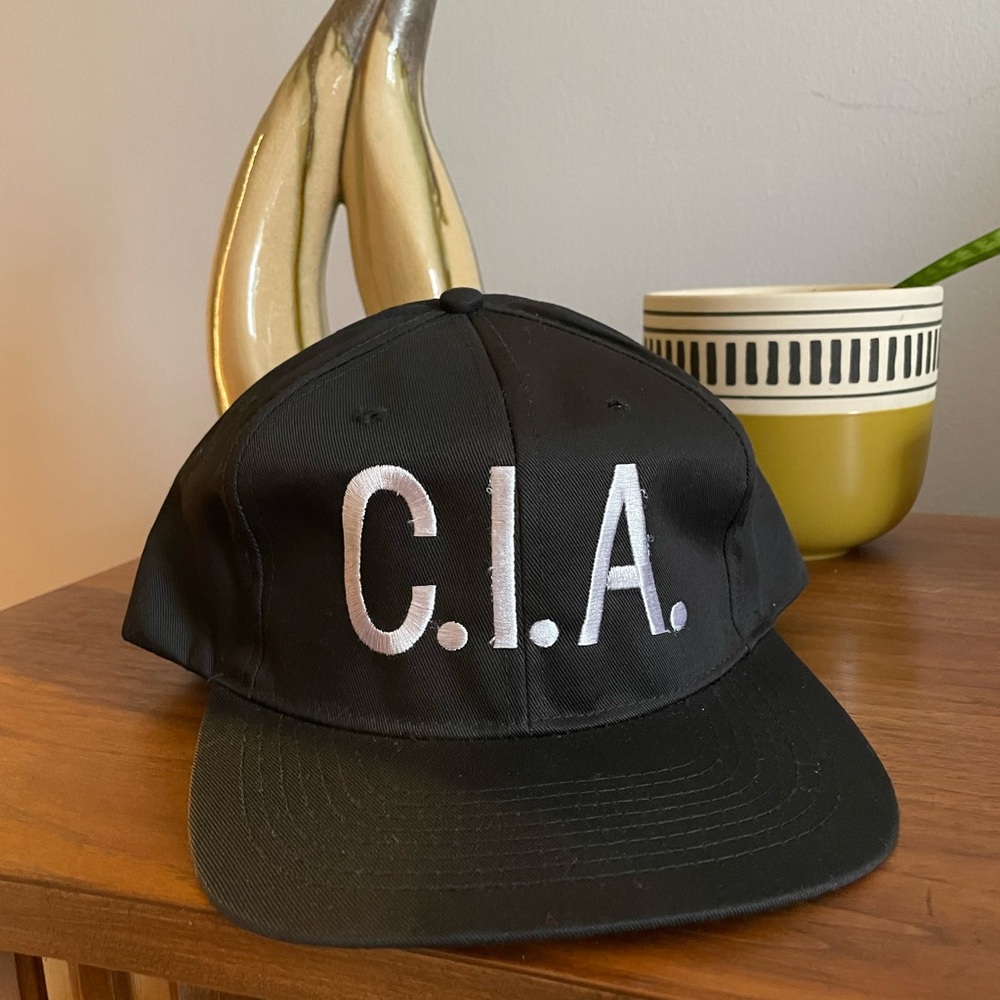 90’s CIA Embroidered Central Intelligence Agency Black White Hat Cap SnapBack